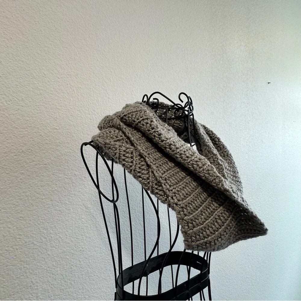 Elegant Gray Hand Crocheted Scarf